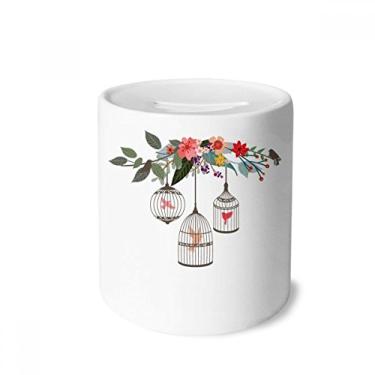 Imagem de DIYthinker Prateleira de flor de gaiola caixa para dinheiro caixa de moedas de cerâmica presente de cofrinho