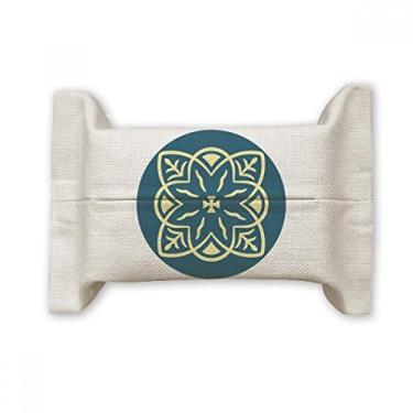 Imagem de Bolsa de linho de algodão com estampa decorativa em estilo Talavera azul