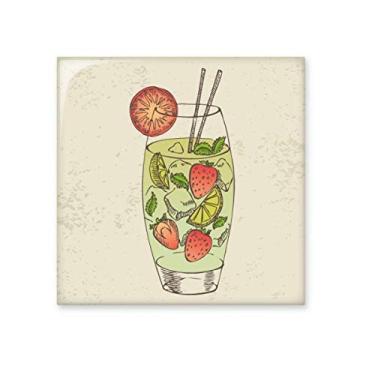 Imagem de Adesivo brilhante de azulejo de cerâmica com estampa de suco de fruta de morango