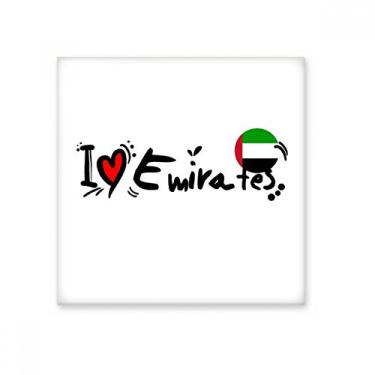 Imagem de I Love Emirates Bandeira da Palavra Amor Ilustração Coração Azulejo de Cerâmica Brilhante Decalque Pedra Adorna de Tijolos Vitrificados