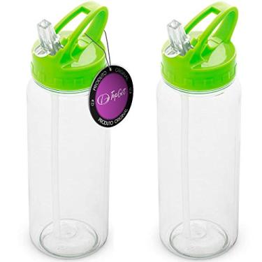 Imagem de Kit 2x Squeeze com Canudo Retrátil 610 ml Fun TopGet Verde