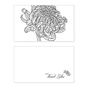Imagem de Contorno de crisântemo de planta de flores, cartão de agradecimento, papel de aniversário, agradecimento de casamento