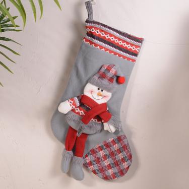 Imagem de Pingente de saco de presentes de meias tridimensionais de pelúcia no atacado_Boneco de neve de natal