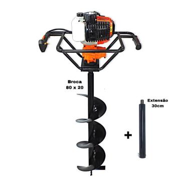 Imagem de KIT Perfurador de Solo Vulcan VPS520 2T 52CC 2,5HP Com Broca 80x20cm + Extensão 30cm com Pino Trava Para Perfurador de Solo VPS520