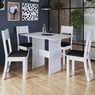 Imagem de Conjunto Sala de Jantar 1 Mesa 4 Cadeiras Viena Indekes Branco/Preto