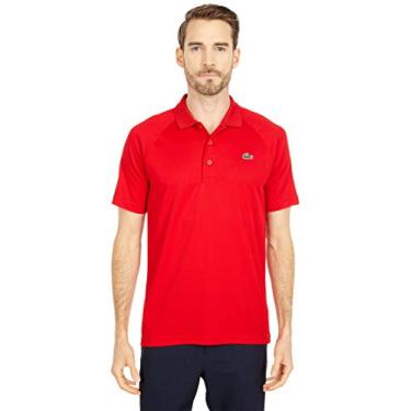 Imagem de Lacoste Camisa polo masculina Big Sport Regular Fit UV Protect, Vermelho, 3G