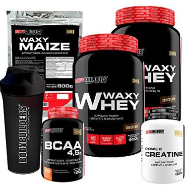 Imagem de Kit 2x Whey Protein Waxy Whey 900g + BCAA 4,5 100g + Power Creatina 100g + Waxy Maize 800g + Coq - Bodybuilders (Chocolate)
