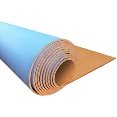 Imagem de Rolo De Placa De Cortiça Azul Para Paredes, Quadro De Avisos De Cortiça De 3/10" De Espessura, Ladrilhos De Cortiça Natural Autoadesivos, Para Adesivos De Arte Memos Fotos Exibição,122x492cm/48x19
