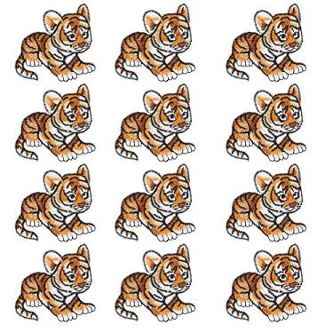 Imagem de 12 Pçs de remendos de pele de tigre adesivos bonitos bordados roupas bordado crachá para roupas faça você mesmo jaquetas jeans mochilas chapéus sapatos camiseta