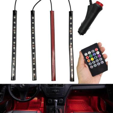 Imagem de Barra Led Neon Carro Moto Musica Som 8 Cores RGB Controle Iluminaçao Decoraçao Enfeite