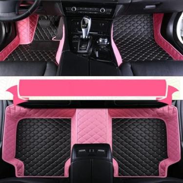 Imagem de Tapetes de carro personalizados cabem em 99% dos carros, SUVs e carros esportivos, carpete de couro antiderrapante com cobertura total para homens e mulheres, tapetes de carro de luxo-pink black