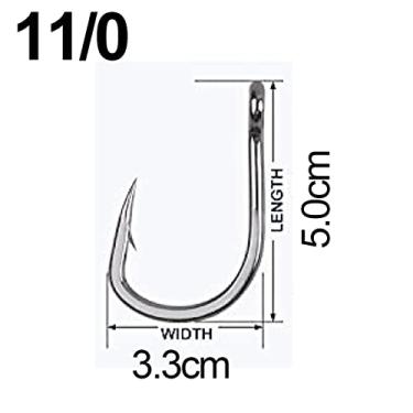 Imagem de Anzóis de pesca 50 pçs de água salgada isca viva ganchos de pesca círculo ganchos de peixe 2x fortes ganchos de aço inoxidável para grande jogo de pesca 1/0-12/0 Acessórios de pesca (Color : Size 11-