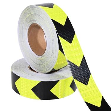 Imagem de Faixa Refletiva Sinalizadora 25 Metros Seta Segurança Verde Fluorescente Caminhao Transito Estrada Via Publica Evita Acidente