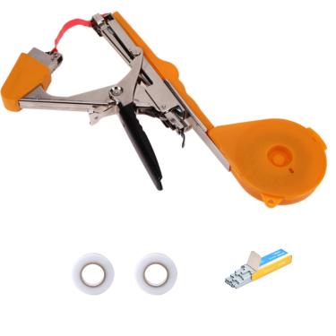 Imagem de Conjunto de cônico com 2 fitas, 1 grampeador, máquina de amarrar à mão, ferramenta de amarrar para plantas, agricultura, jardim, videira, atadura tapener, máquina de encadernação à mão, tapetool de jardim para frutas, vegetais, tomate (laranja)