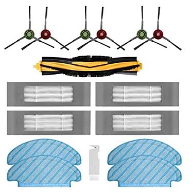 Imagem de HMHAMA Kit de acessórios para aspirador de pó Yeedi Vac 2 Pro Station, peça de reposição para aspirador de pó, 1 escova principal, 3 pares de escovas laterais, 4 almofadas de pano de esfregão, 4