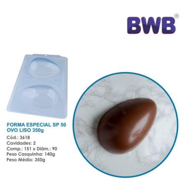 Imagem de 2 Formas especial 3 partes c/ silicone p/ ovo de pascoa liso 350g bwb 3618 sp 50