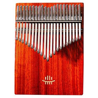 Imagem de Piano de polegar Kalimba corpo de madeira pereira de cártamo de 21 teclas, martelo de dublagem de piano de dedo, instrumento de marimba para iniciantes amantes de música madeira de mogno, com martelo