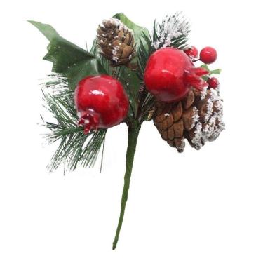 Imagem de Kit 8 Ramos Romã Decoração De Natal Artificial Com Detalhes Branco 16cm