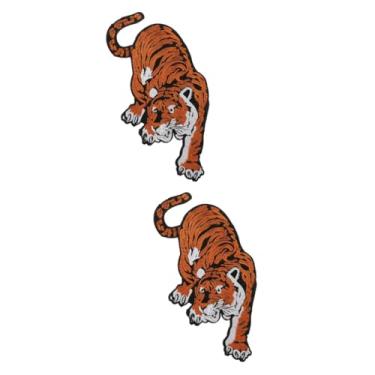 Imagem de Operitacx 2 Unidades Adesivos de pano bordado de tigre animal calça jeans aplique de tigre em ferro remendos de animais de tigre apliques de remendos de animais fragmento saco placa