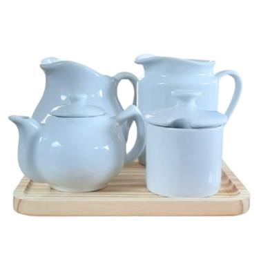 Imagem de Jogo Café Chá Mesa Posta, Bandeja + Bule Chaleira 400ml + Açucareiro 250ml + Jarra Leiteira 740ml + Jarra Suco 800ml