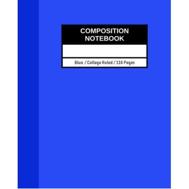 Imagem de Caderno de composição azul pautado para faculdade: 110 páginas/55 folhas (19 x 23,5 cm) papel pautado para escrever diários de adolescentes, meninas, meninos... Trabalho, uso personalizado e