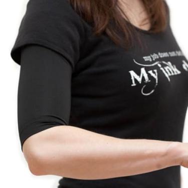 Imagem de Tatjacket Capa para corretivo de tatuagem, cobertura superior do braço ou panturrilha, proteção FPS 50, sem deslizamento, para homens e mulheres (unissex), pacote com 2, grande, preto