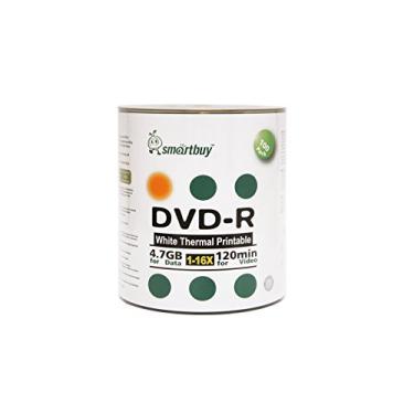 Imagem de Smartbuy 100 discos 4,7 gb/120 min 16 x DVD-R Hub térmico branco para imprimir disco gravável de mídia em branco