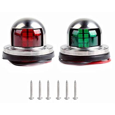 Imagem de HAIWEN 2 peças 12 V barco iate luz LED arco navegação lâmpada de vela montagem no convés vermelho verde porta lateral luzes de estibordo luz de sinalização de vela aço inoxidável 316