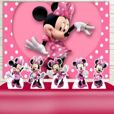 Imagem de Kit Decoração Festa de Aniversário Infantil Painel + Displays Minnie Rosa