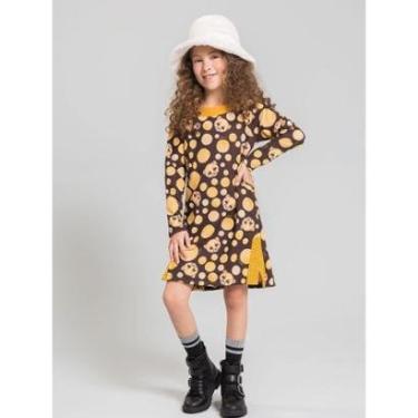 Imagem de Vestido Infantil Manga Longa, Em Malha Power com Elastano, Raposa Marrom - Kukiê-Feminino