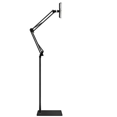 Imagem de OHITEC Suporte de chão para telefone/tablet, suporte de celular ajustável universal de aço resistente para smartphone, suporte de rotação de 360 graus, braçadeira de pescoço de ganso braço longo