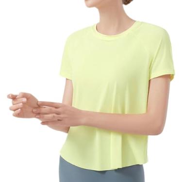 Imagem de Camiseta feminina de manga curta para ioga com sensação de gelo e secagem rápida para ioga, Tipo 2 M, Tamanho Único