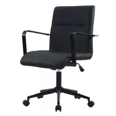 Imagem de Cadeira Giratória Palermo Fratini Estrutura Aço Carbono Revestida em Poliuretano Preto Base Rodízio