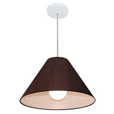 Imagem de Lustre Pendente Cone Cúpula Tecido 25/40x15 cm, Vivare Iluminação, Pendente4078 LC, Café, Médio