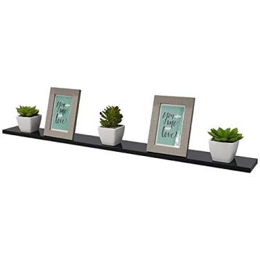 Imagem de Kit 4 Prateleiras 90 x 10cm Preta Suporte Invisível