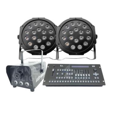 Imagem de Kit 2 Par Led 18 Leds + Máquina De Fumaça 600W + Mesa Pilot