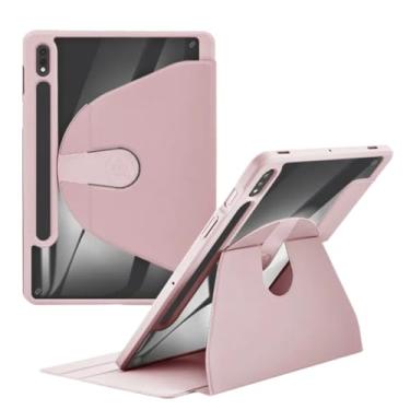 Imagem de Capa de rotação de 360° para Samsung Galaxy Tab S8 S7 S9 Plus FE 12,4 Smart Cover Galaxy Tab S7 S8 S9 FE 11 Funda Whith S Pen Holder (rosa, Tab S9 FE 10,95)