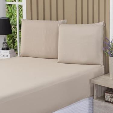 Imagem de jogo lençol casal QUEEN 400 fios 1.58m x 1.98m x 40cm altura (areia)