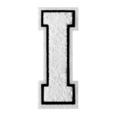 Imagem de Remendos de letras universitárias branco chenille remendo de 11,5 cm Letterman Jacket Patch grande ferro em letras para roupas (branco-I)