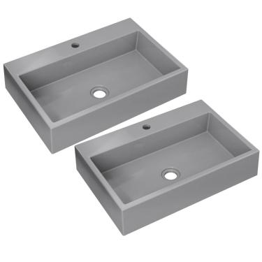 Imagem de Kit 02 Cubas de Apoio Retangular Para Banheiro Lavabo Florenza C01 RT55W Cinza - Lyam