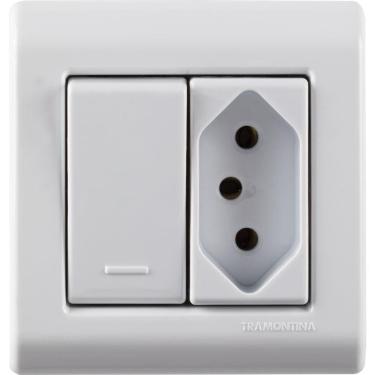 Imagem de Caixa De Sobrepor Com 1 Interruptor Simples 10 A 250 V E 1 Tomada 2p+t 20 A 250 V Tramontina Lizflex Branca