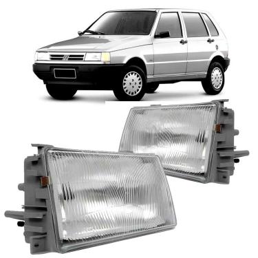 Imagem de Par Farol Fiat Uno 91/03 Lente de Vidro Ld Le