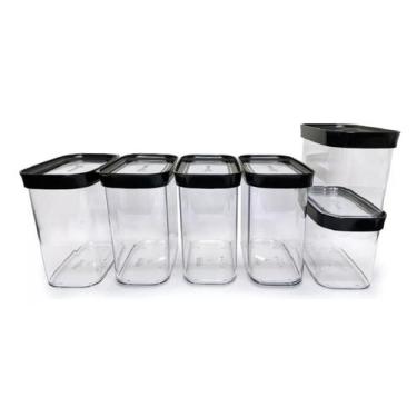 Imagem de Kit Conjunto 06 Potes Herméticos Para Mantimentos Cozinha - Helsim