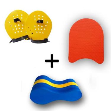 Imagem de Kit Palmar + Prancha G + Flutuador Para Treino de Natação Profissional