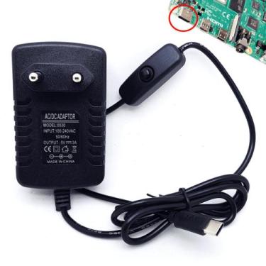 Imagem de Fonte De Alimentação 5v 3A Para Raspberry Pi 2 Pi 3 Pi 3b Usb-C Botão 