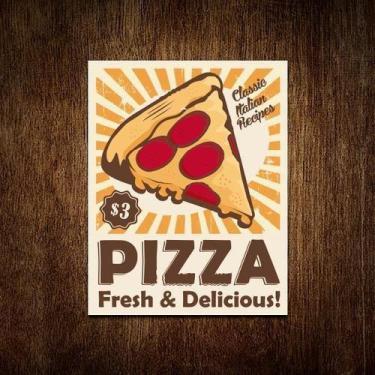 Imagem de Placa Decorativa Padaria - Pizza Fresh Delicious 18X23 - Sinalizo