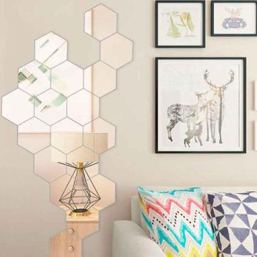 Imagem de Kit Espelho Decorativo Acrílico Hexágonal 10 Peças - Arth Decor, Prata