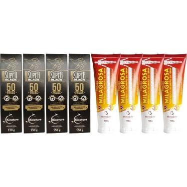 Imagem de Kit 4 Pomada Massageadora 50 Ervas 150g + 4 Pomada Milagrosa 150g - Bi