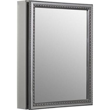 Imagem de KOHLER K-CB-CLW2026SS Armário de medicamentos de banheiro de alumínio de 50,8 cm x 66 cm com porta espelhada decorativa prateada; suporte de recesso ou superfície, vermelho