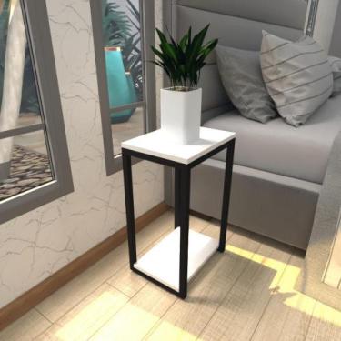 Imagem de Mesa de cabeceira industrial branca off white canto quarto cabeceira m